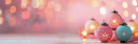 Lanterns hang gracefully among delicate cherry blossoms, illuminated by a soft, glowing light that creates a serene and enchanting atmosphere.の素材