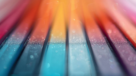 Soft, flowing waves of vibrant colors blend seamlessly against a warm, blurred background, evoking a tranquil and mesmerizing atmosphere reminiscent of a sunset.の素材