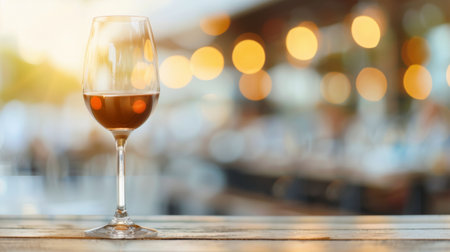 A glass of red wine sits elegantly on a rustic wooden table, surrounded by vibrant berries. Soft lighting creates a warm atmosphere, perfect for a cozy evening gathering.の素材