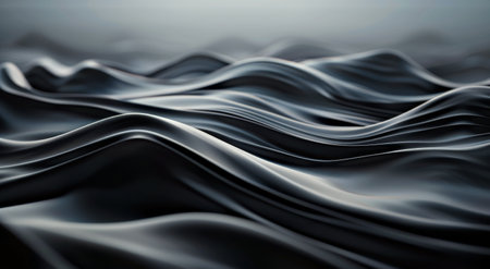 Smooth, undulating black shapes create a rhythmic pattern, evoking a sense of flow and movement. The interplay of light and shadow enhances the texture, offering a captivating visual experience.の素材