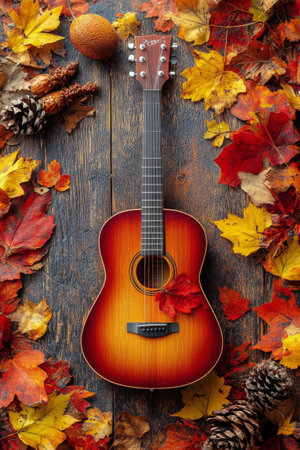 A collection of orange pumpkins, berries, and autumn leaves arranged around a dark center, showing the rich colors of fall. The warm hues create a festive atmosphere perfect for seasonal celebrations.の素材