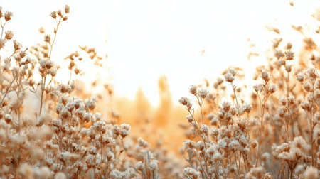 A variety of dried flowers in shades of pink, yellow, and beige are neatly arranged side by side. Natural light enhances their texture and colors, creating an inviting and bright display.の素材