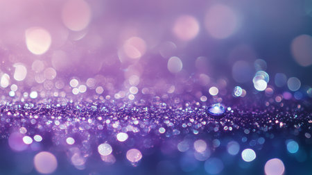 Colorful droplets glisten against a blurred background of soft bokeh lights, creating a mesmerizing effect during the evening hours.の素材