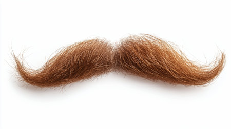 A fluffy brown mustache prop designed for costume use, adding personality to characters during parties, theatrical performances, or playful events. Ideal for various fun occasions.の素材