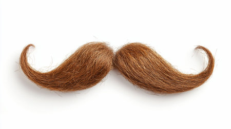 A fluffy brown mustache prop designed for costume use, adding personality to characters during parties, theatrical performances, or playful events. Ideal for various fun occasions.の素材
