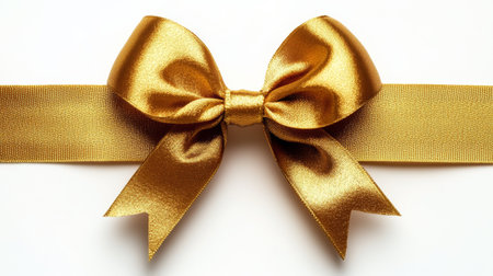 A stunning golden bow sits atop a sleek, neutral surface, ideal for enhancing gifts or adding a decorative touch to special occasions. The intricate design showcases fine craftsmanship.の素材