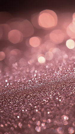 A delicate pink rose stands out amidst a shimmering backdrop of pink and gold glitter, creating a magical, enchanting atmosphere that captivates the viewer.の素材