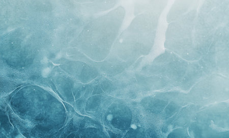 Gentle ripples create an abstract pattern on the water surface, showcasing bubbles and soft light reflections. The calming blue tones evoke a tranquil atmosphere, perfect for relaxation.の素材