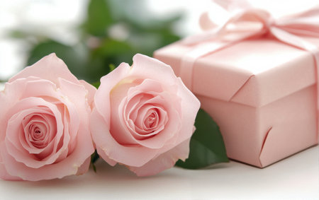 A collection of soft pink roses with a jar of cosmetic cream placed beside them creates an elegant skincare presentation on a white surface, ideal for beauty products and floral themes.の素材