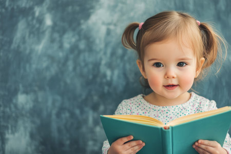 A woman holds a book while her young daughter, nestled close, gazes intently. They are outdoors, surrounded by soft light, enjoying a quiet afternoon filled with learning and bonding.の素材