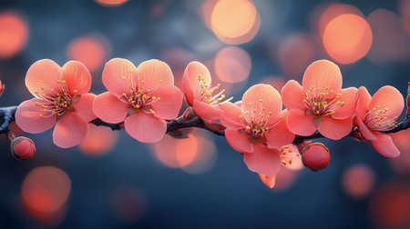 A beautiful blue butterfly rests on a branch filled with pink cherry blossoms, capturing the essence of spring renewal and vibrant colors in a serene natural setting.の素材
