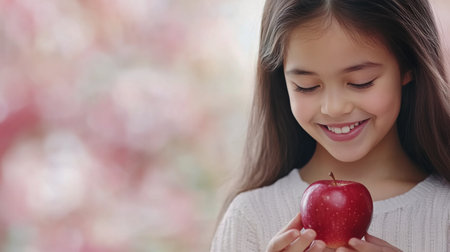 A young girl stands in a pumpkin patch, holding a small pumpkin and smiling joyfully. In the background, a woman is also carrying a pumpkin, showcasing a festive autumn atmosphere.の素材
