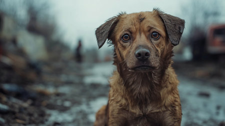 Two dogs display cheerful and playful expressions against a solid backdrop, highlighting their friendly nature. Their large, expressive eyes and open mouths convey happiness and excitement.の素材