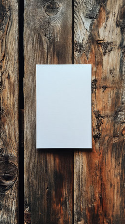 A blank sheet of paper rests on a rustic wooden table beside a sleek fountain pen. The warm tones of the wood create a tranquil atmosphere for writing or journaling.の素材