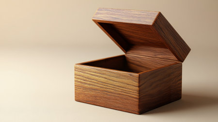A beautifully crafted wooden box is resting on a flat surface. The smooth finish and natural grain highlight its quality. The lid is slightly open, inviting curiosity.の素材