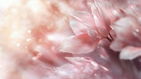 Delicate flowers blend harmoniously with soft pastel hues, creating a peaceful atmosphere. The gentle colors evoke a sense of tranquility and beauty in nature.の素材