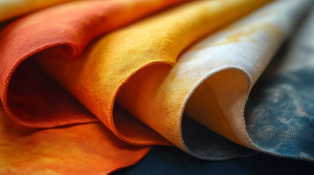A colorful German flag flutters in the breeze, showing red, black, and yellow stripes. The fabric appears textured, reflecting sunlight during a festive gathering.の素材