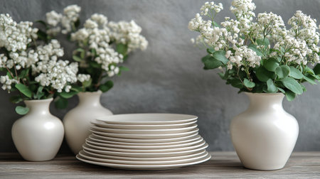 A beautifully wrapped gift box with a pink ribbon sits alongside two elegant envelopes. Fresh pink roses and green foliage surround the arrangement, creating a charming display.の素材