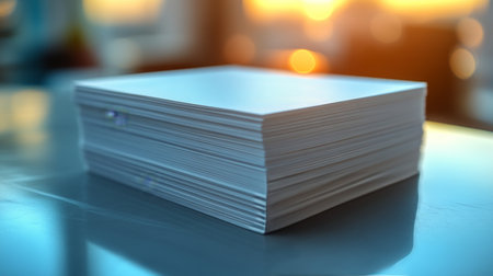 Blank square cards are positioned in a neat layout on a dark surface, ideal for art projects, gaming, or brainstorming sessions. Their simplicity allows for endless creativity.の素材