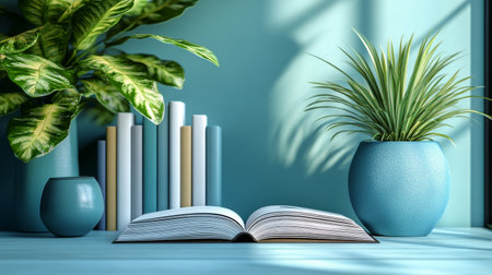 An open book rests among vibrant autumn leaves, with whimsical lettering spelling out a joyful message. The scene captures the essence of a peaceful fall day.の素材