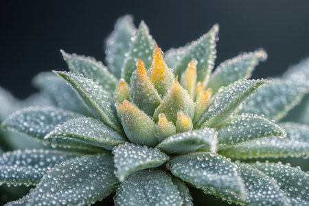Close-up view of a white succulent featuring detailed petals, set against a softly blurred background that highlights its elegance.の素材
