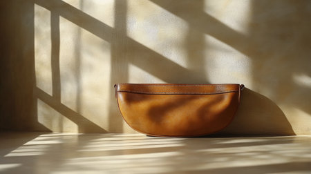 A stylish leather handbag rests on a neutral surface, complemented by delicate dried flowers. The bag features a sleek design with warm, earthy colors that enhance its elegance.の素材