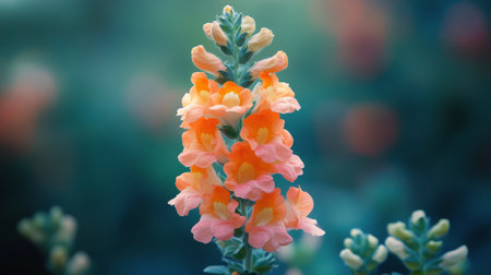 Bright orange and yellow snapdragon flowers blossom in a vibrant garden, adding beauty to the spring landscape with their rich colors and delicate petals.の素材