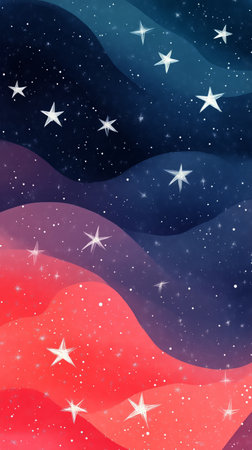 This vibrant cosmic background showcases a blend of deep blues, purples, and pinks filled with sparkling stars, evoking a sense of wonder and exploration of the universe.の素材