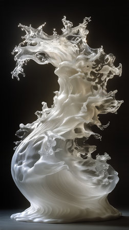 A striking ocean wave forms with powerful motion and foam, showing a blend of deep blue and white textures. This natural phenomenon highlights the beauty of water dynamics.の素材