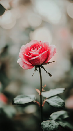 Delicate pink roses bloom gracefully next to fresh buds in a peaceful garden, capturing the essence of tranquility and natures beauty during a sunny day.の素材