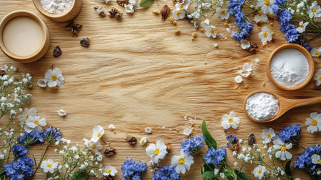Delicate white flowers are arranged alongside natural elements on a soft, textured surface. This serene composition evokes a sense of tranquility and beauty, perfect for decor.の素材