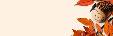 Vibrant autumn leaves of various shapes and colors create a decorative border around an empty space, offering a perfect setting for seasonal projects and designs.の素材