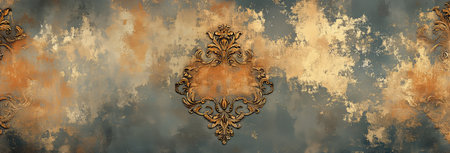 Ornate wall decor displays intricate patterns, blending earthy tones with golden highlights, creating a timeless and decorative atmosphere suitable for various interior styles.の素材