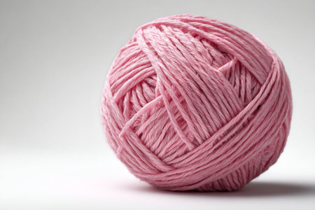 A soft, bright pink yarn ball sits against a light background. Perfect for knitting or crochet, this yarn adds a colorful touch to handmade projects and gifts..の素材
