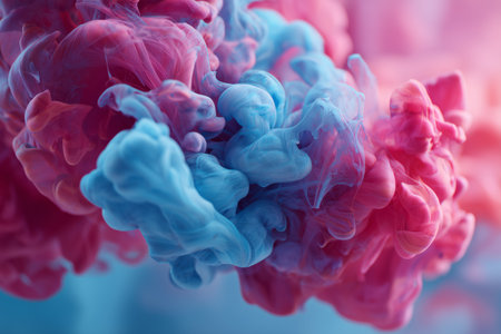 Vivid pink and blue colors blend together, creating a swirling cloud effect. This captivating scene offers a sense of tranquility and bursts of creativity, inspiring imagination.の素材