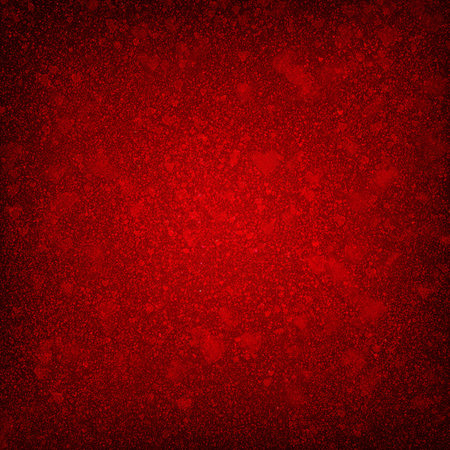 A collection of heart shapes in various shades of red and pink is suspended against a bright red backdrop, perfect for celebrating love and affection during special events.の素材