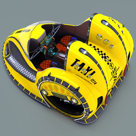 3D illustration of an urban concept of a mini electric individual cab car.の写真素材