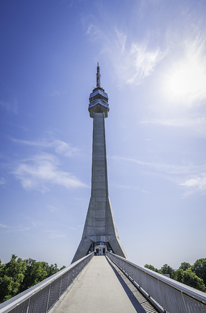 Belgrade, Serbia - July 09, 2017: Avala Tower front view, Avala, Belgrade, Serbiaのeditorial素材