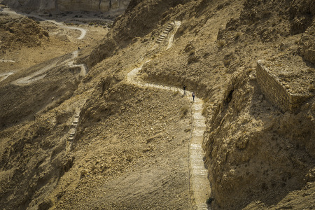 Masada, Israel - December 03, 2016: Snake Path, favorite tourist hiking destination in Israel, great way to visit Herod's mountain palace, Masada, Israelのeditorial素材