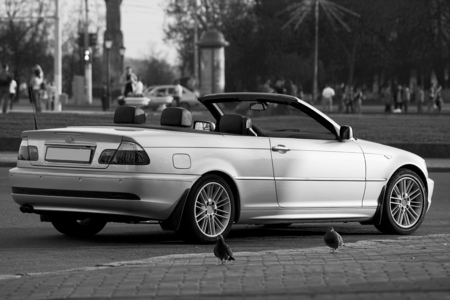The car-cabriolet summer evening on the streets of the city, natural lightの写真素材