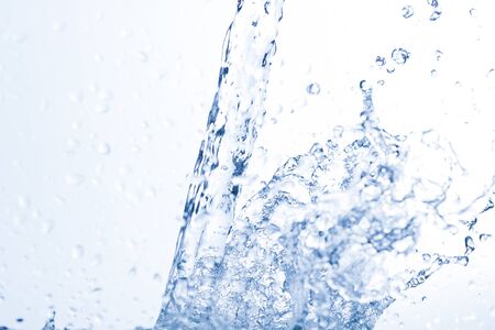 Flowing water, drops, sprays, splashes on a neutral background, studio light, abstraction,...