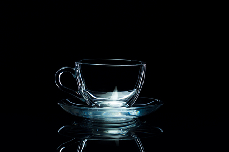 Clean glassware on a black background, studio lightの写真素材