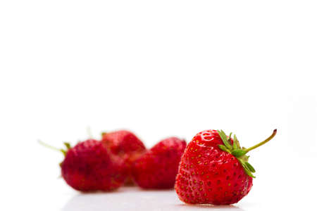 Strawberries on a white background isolatedの写真素材