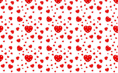 Seamless pattern wooden toy red heart with white locks on an isolated white backgroundの写真素材