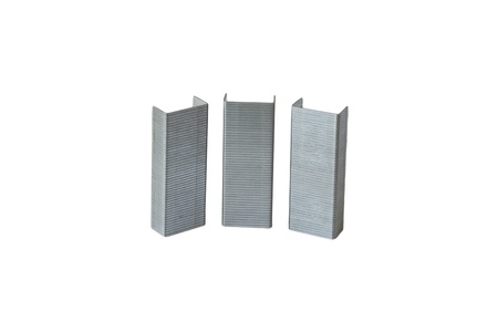 Staples for stapler on a white backgroundの写真素材