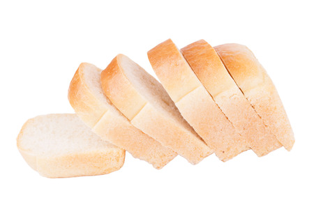 Sliced white bread isolated on a white backgroundの写真素材