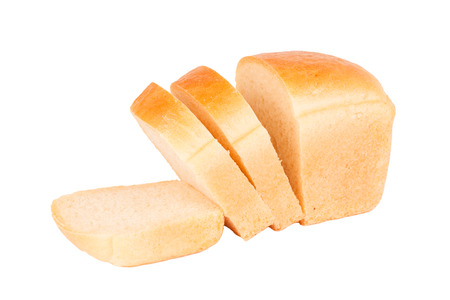 Sliced white bread isolated on a white backgroundの写真素材