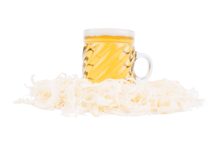 Beer and calamary isolated on a white backgroundの写真素材