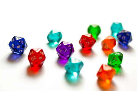 Many Dices for board games, isolate on whiteの写真素材