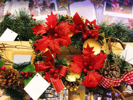 Christmas decorations. Wreath with berriesの写真素材